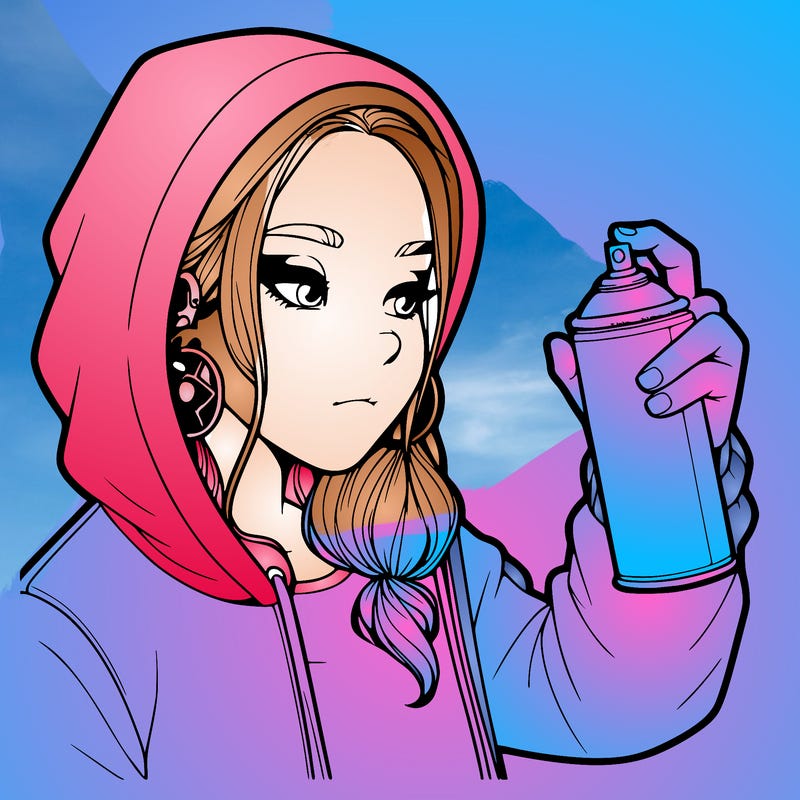 a realistic girl, spray painting