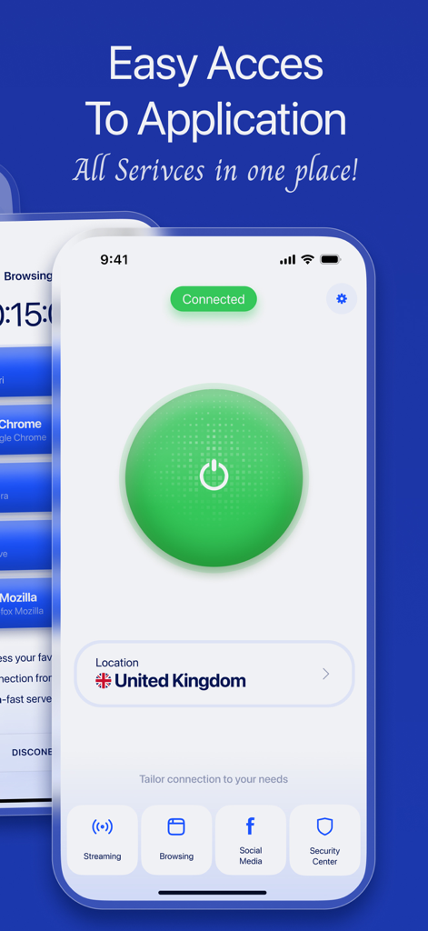 StealthNet VPN application interface showing a successful connection to a United Kingdom server.