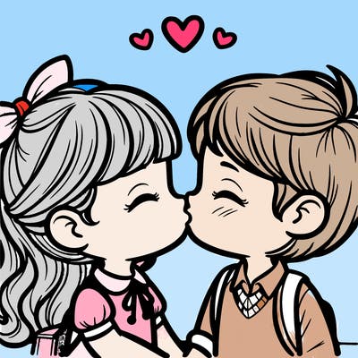 boy and girl kissing
