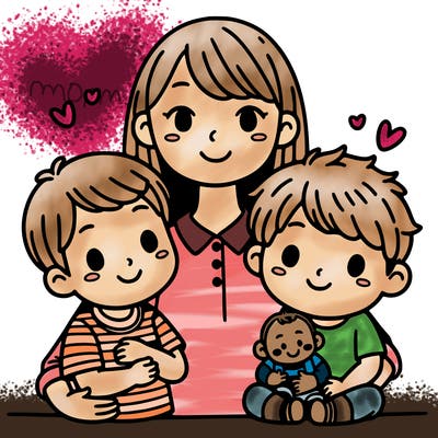 mother with two kids