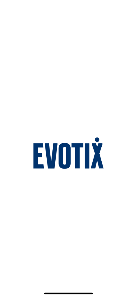 Logo de l'application Evotix Roam sur un écran d'accueil blanc
