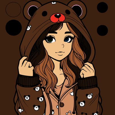 realistic girl in a animal pjs hoodie