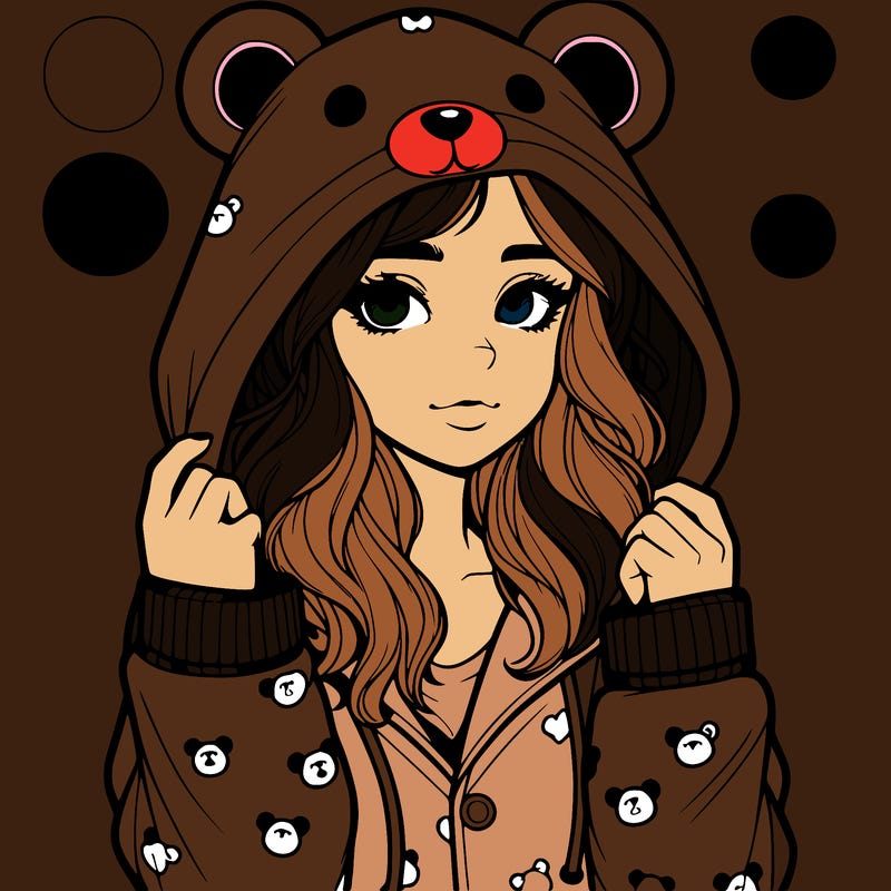 realistic girl in a animal pjs hoodie