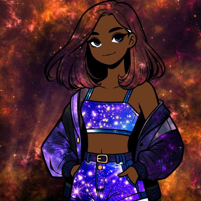 a realistic girl with a crop top and short shorts in an open jacket