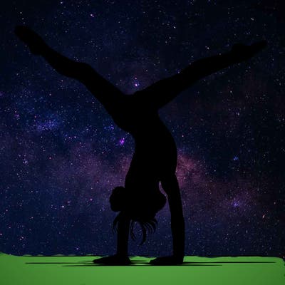 realistic gymnastic hand stand girl in four splits