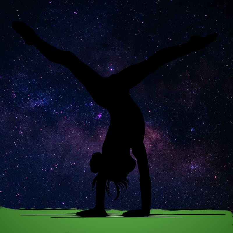 realistic gymnastic hand stand girl in four splits