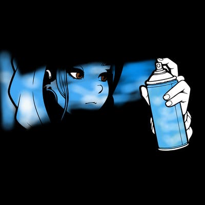 a realistic girl, spray painting