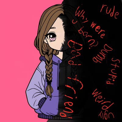 a realistic girl with a oversized hoodie and she has braids