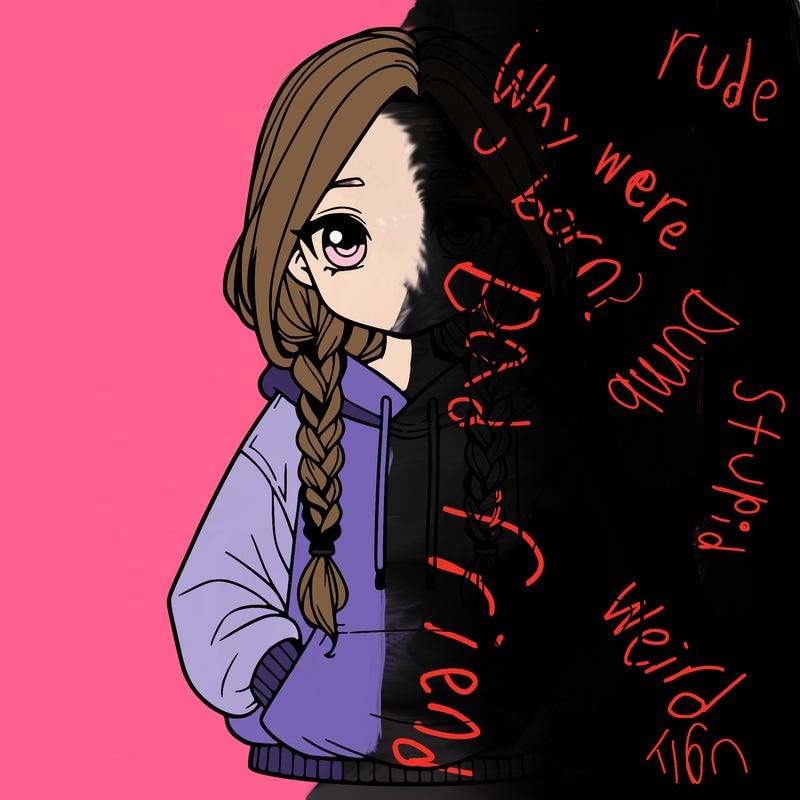 a realistic girl with a oversized hoodie and she has braids