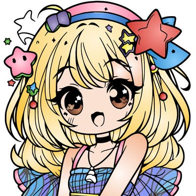 cute anime girl with star accessories