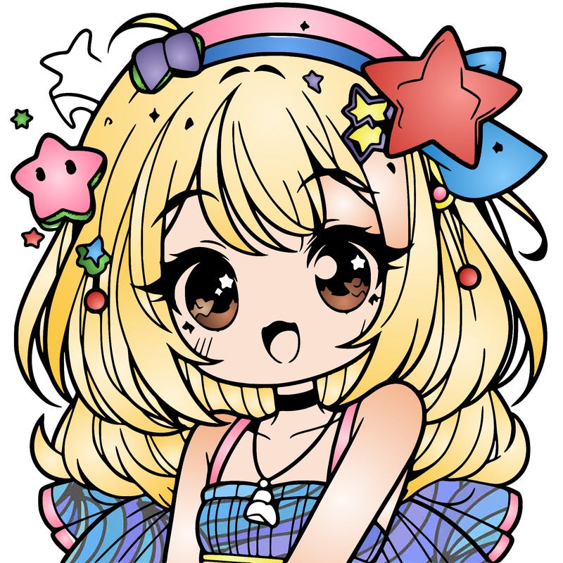 cute anime girl with star accessories