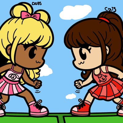 two girls versing each other
