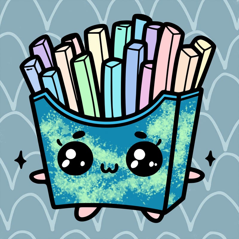 a cute. french fries