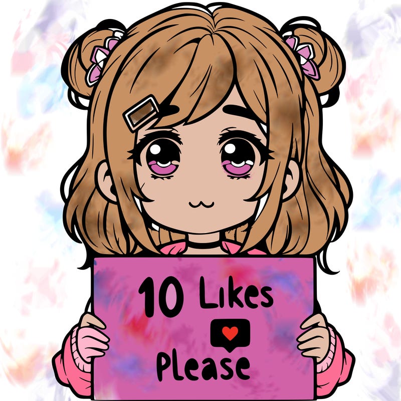 a girl with a sign saying 10 likes please