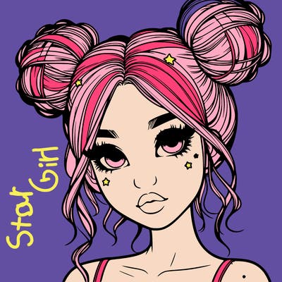 realistic girl with space buns
