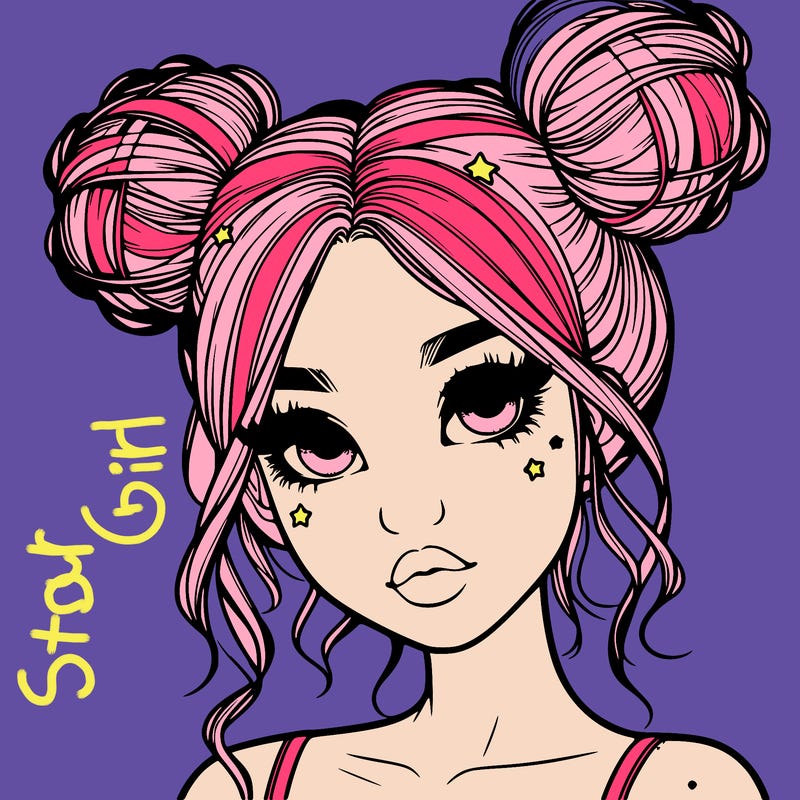 realistic girl with space buns