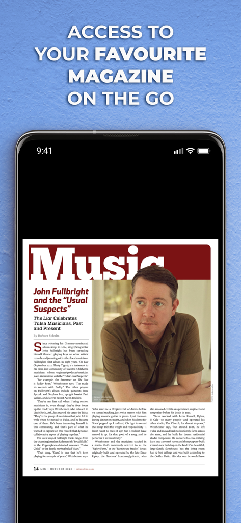 Mix Magazine+ - A mobile screenshot showing a professional audio article in the Mix Magazine plus app