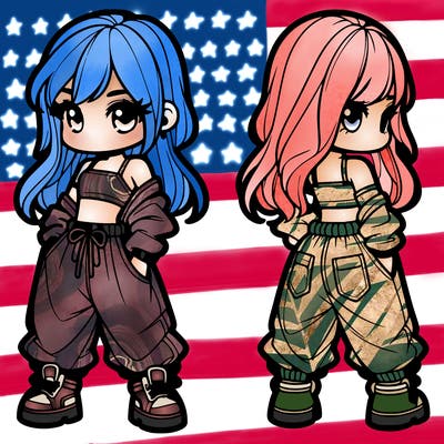 girl in crop top and baggy pants