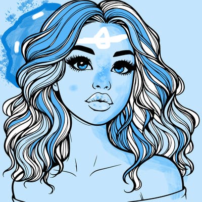 realistic girl with wavy hair and lips