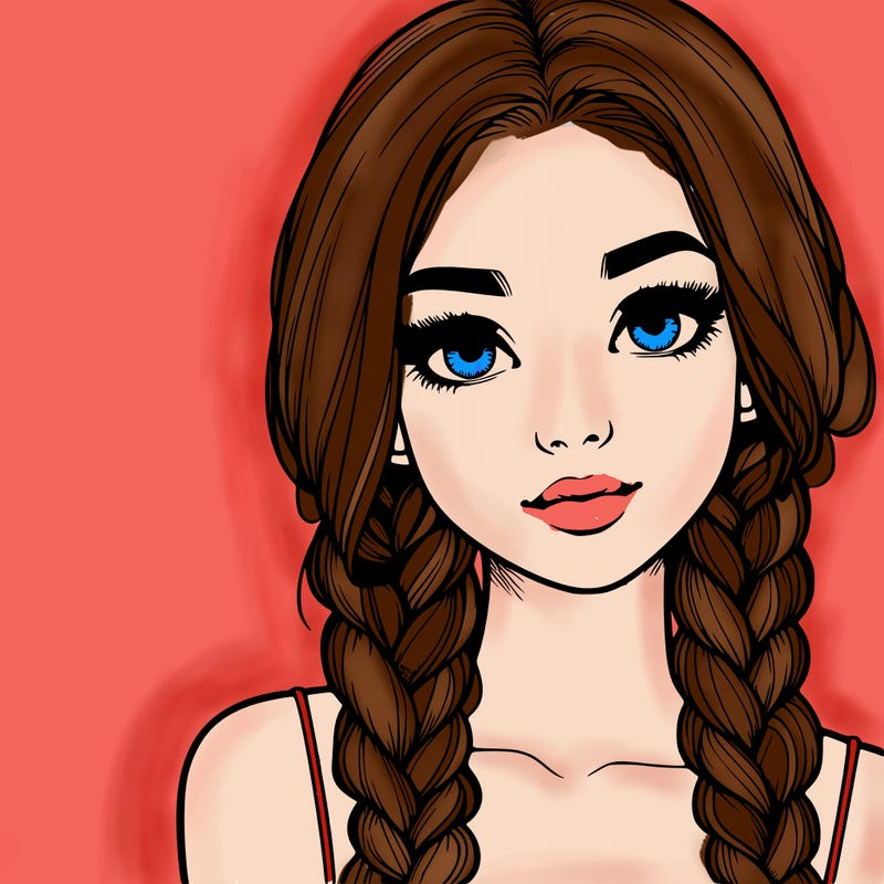 realistic girl with braids