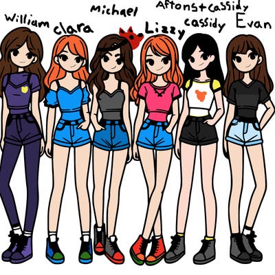 a group of girls wearing crop tops and shorts