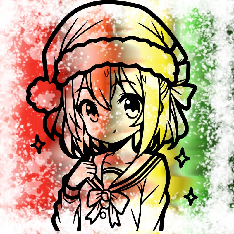 anime girl wearing a santa hat