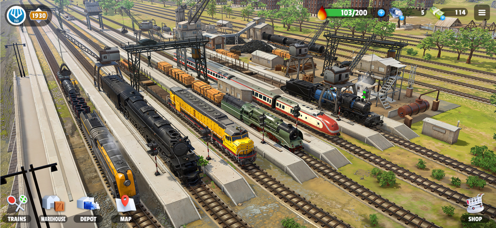 Train Station 3 - Locomotive storiche e moderne allineate in un deposito ferroviario dettagliato in Stazione Ferroviaria 3.