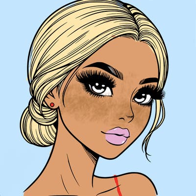 realistic girl with lashes