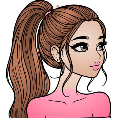 a beautiful and realistic girl with a high pony tail