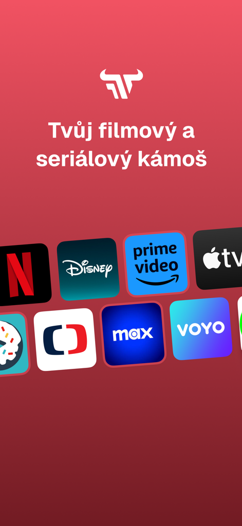 Filmtoro app intro screen displaying various streaming service icons for movies and series
