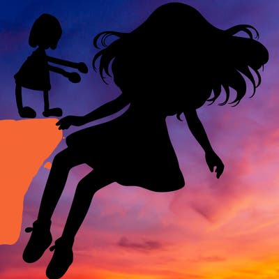 realistic girl floating