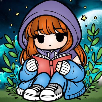 girl in oversized hoodie reading a book