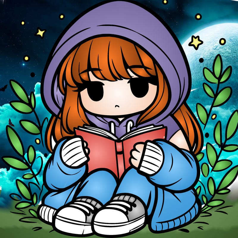girl in oversized hoodie reading a book