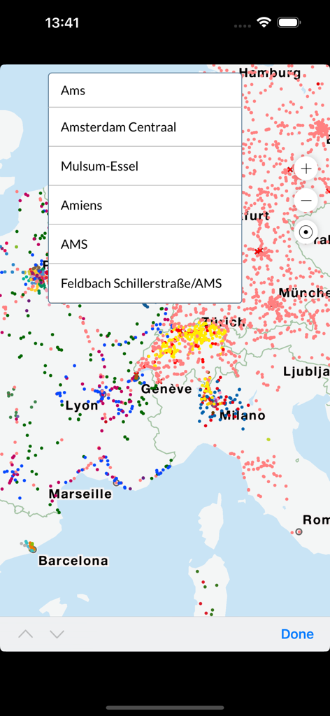 Railway Radar - Train Tracker - Live map view of train traffic in Europe with a search menu for specific railway stations