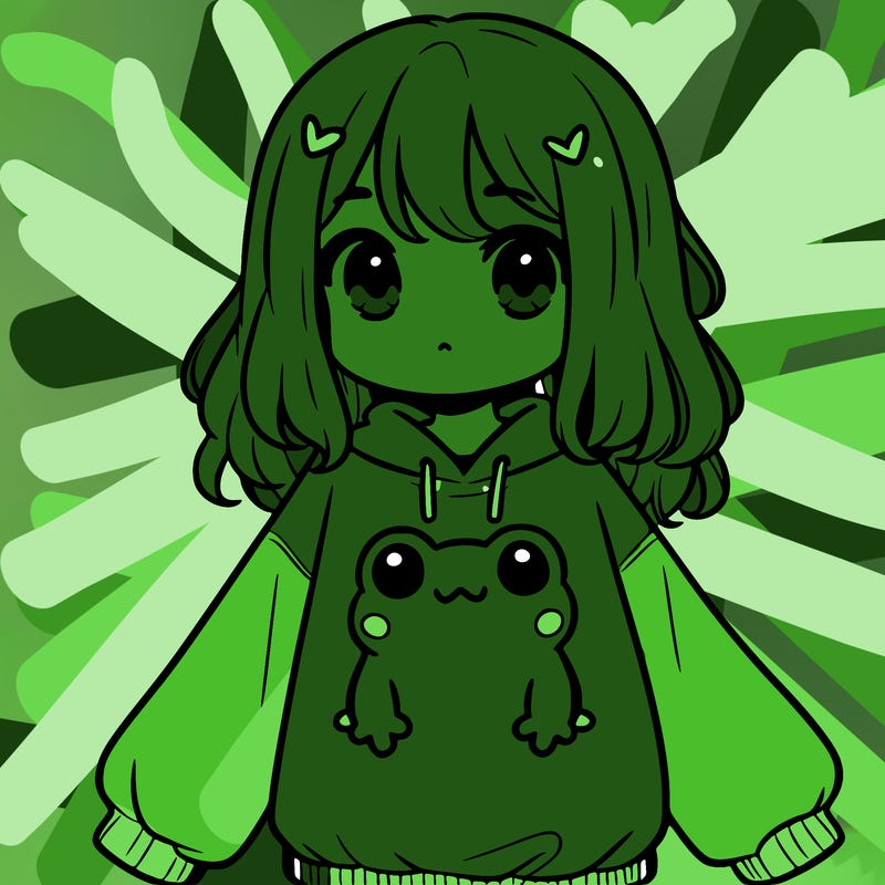girl wearing frogging sweatshirt