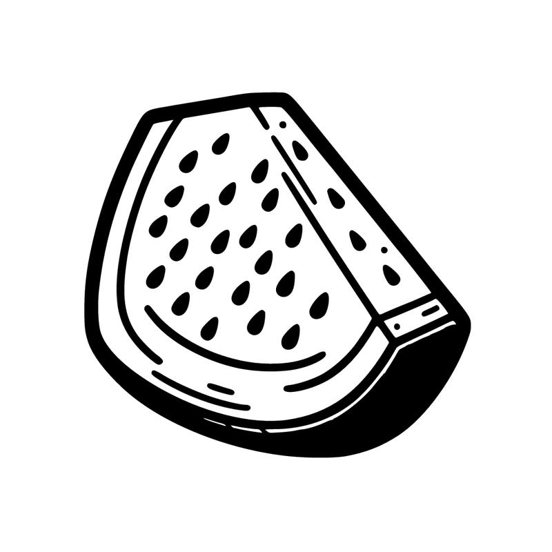 regular slice of watermelon with a plain background