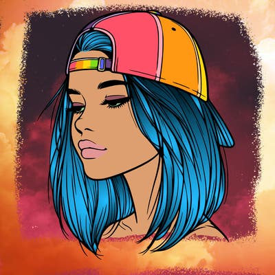 realistic  girl with a backwards hat