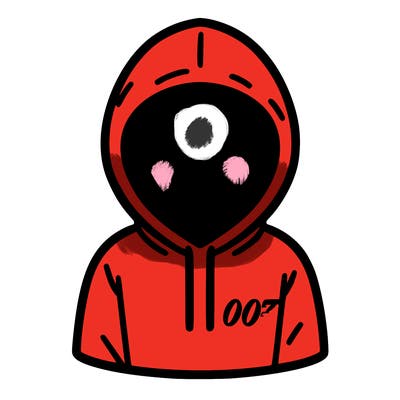 a person with non face waering a hoodie with a small 007 symbol