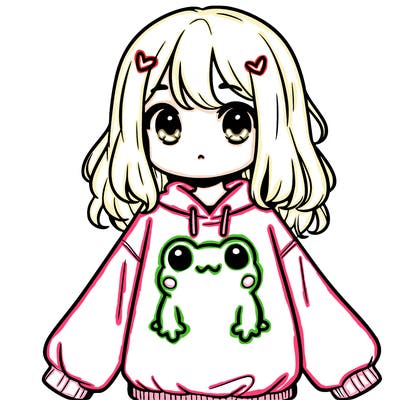 girl wearing frogging sweatshirt