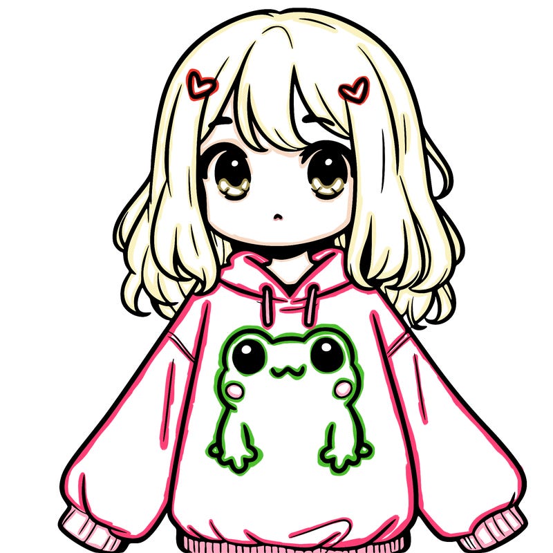 girl wearing frogging sweatshirt