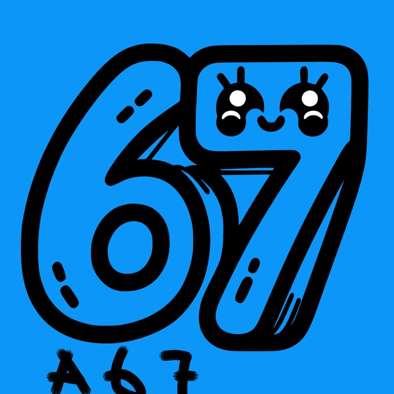the numbers 67