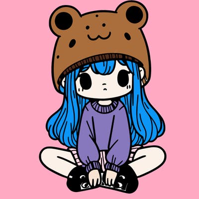 a girl wearing a frog hat and some frog socks