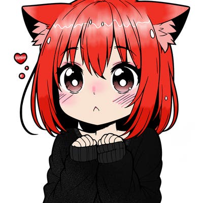 shy anime catgirl