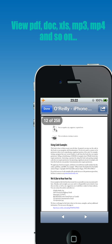 RarExtractor - Extract RAR,ZIP - iPhone displaying a PDF document preview within the RarExtractor app