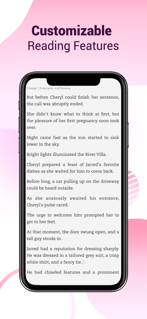 Lelivro: Best Livros & Stories - Una pantalla de smartphone mostrando una novela web de romance en la aplicación Lelivro con funciones de lectura personalizables.