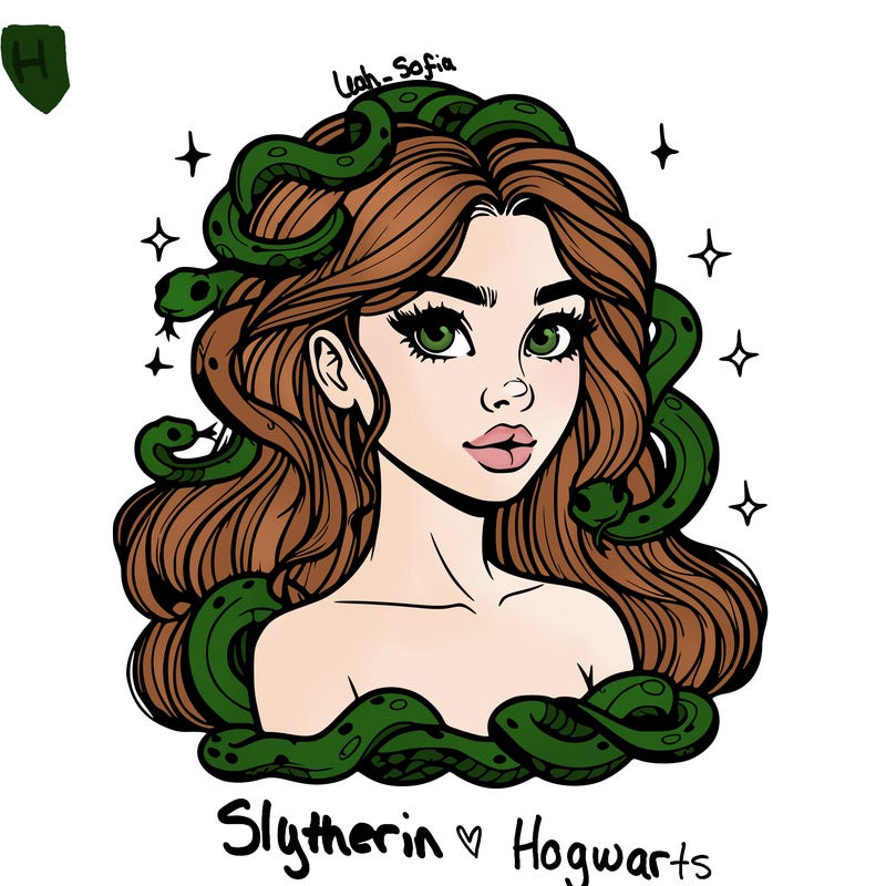 realistic girl with snakes as hair