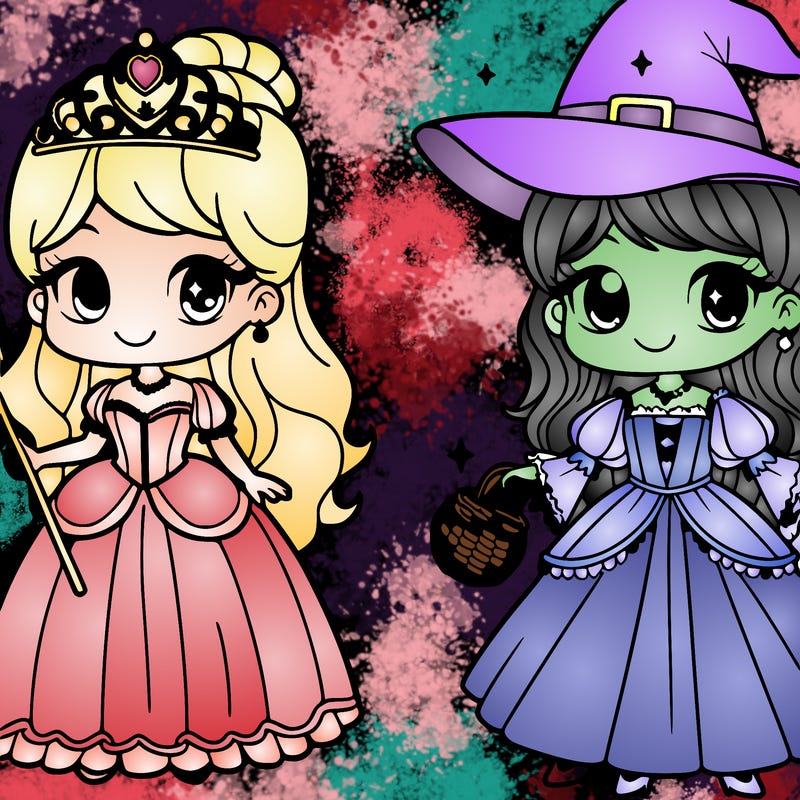 princess and withch realistic