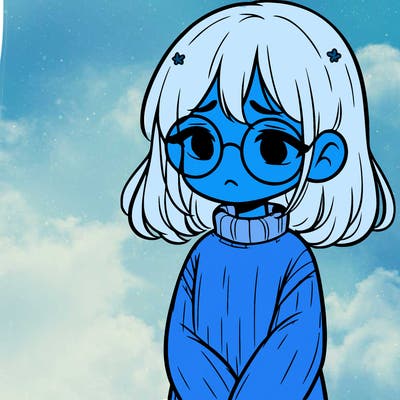 sad girl with glasses in a sweater