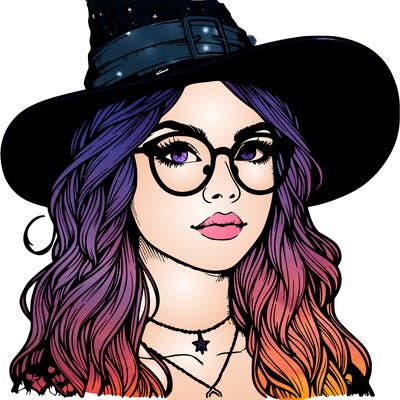 a witch with glasses realistic