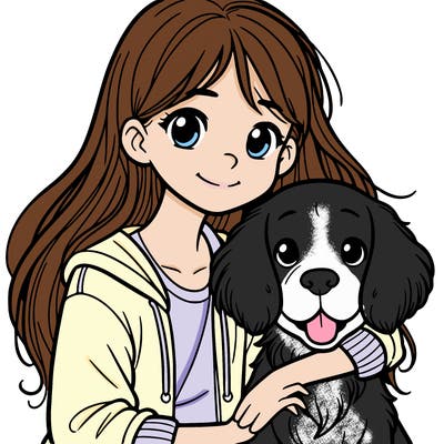 teenage girl with dog